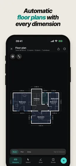 Automatic floor plans with every dimension