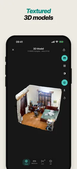 Textured 3D models — a scanned room in the 3D viewer